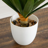 15” UV Resistant Artificial Agave Plant in White Planter (Indoor/Outdoor)