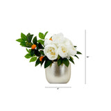 16” Artificial Peony Arrangement In Decorative Vase