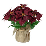 16" Artificial Poinsettia Arrangement in Burlap Planter