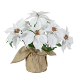 16" Artificial Poinsettia Arrangement in Burlap Planter