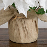 16" Artificial Poinsettia Arrangement in Burlap Planter