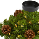 16” Christmas Pine Candelabrum with 35 Lights and Pine Cones