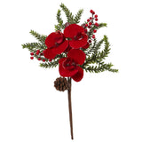 16” Phalaenopsis Orchid and Berry Artificial Flower (Set of 6)