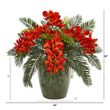 16” Phalaenopsis Orchid and Cycas Plant in Planter