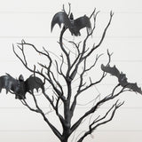 16” Pre-Lit Artificial Halloween Black Spooky Twig Tree with Bats and 20 Orange & Purple LED Lights