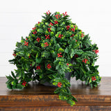 16” UV Resistant Artificial Holly Berry Christmas Plant (Indoor/Outdoor)