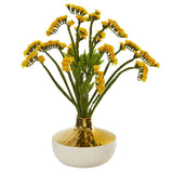 17” Baby Breath Arrangement in Gold and Cream Elegant Vase