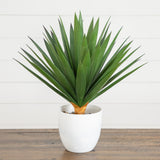 17” UV Resistant Artificial Agave Plant in White Planter (Indoor/Outdoor)