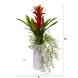 18” Bromeliad Artificial Plant in White Planter