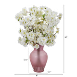 18” Cherry Blossom Arrangement in Rose Colored Vase