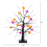 18" Pre-Lit Artificial Halloween Ghost, Bats & Pumpkins 24 LED Lighted Ornament Tree