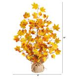 18" Pre-Lit Autumn Maple Artificial Fall Tree with 30 LED String Lights in Burlap Wrapped Base