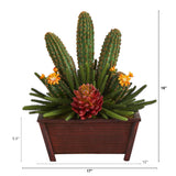 18” Mixed Cactus Succulent Artificial Plant in Planter