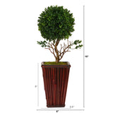 19” Boxwood Topiary Artificial Tree in Decorative Planter(Indoor/Outdoor)
