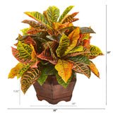 19” Garden Croton Artificial Plant in Decorative Planter (Real Touch)