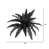 19" Artificial Halloween Black Boston Fern - Set of 6