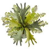 19” Staghorn and Maiden Hair Fern Artificial Plant in Weathered Vase