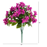 19" UV Resistant Artificial Bougainvillea Bush (Indoor/Outdoor) - Set of 4