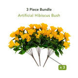 19" UV Resistant Artificial Hibiscus Bush (Indoor/Outdoor) - Set of 3