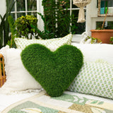 19" UV Resistant Artificial Heart Shaped Grass Pillow Cushion (Indoor/Outdoor)
