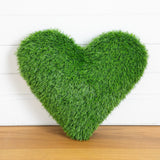 19" UV Resistant Artificial Heart Shaped Grass Pillow Cushion (Indoor/Outdoor)