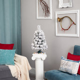 2’ Flocked Artificial Christmas Tree with 30 Clear LED Lights