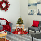 2’ Frosted Pine Artificial Christmas Tree with 35 Clear LED Lights, Pinecones and Burlap Base