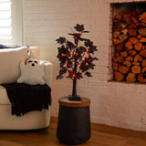 2' Pre-Lit Artificial Halloween Black Maple Tree with 24 Orange & Purple LED Lights