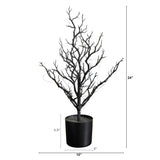 2' Pre-Lit Artificial Halloween Black Spooky Twig Tree with 60 Orange & Purple Copper Wire String LED Lights