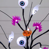 2' Pre-Lit Artificial Halloween Eyeballs, Ghosts, Bats & Pumpkins 24 LED Lighted Ornament Tree