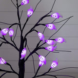 2' Pre-Lit Artificial Halloween Ghost Twig Tree with 24 Purple LED Lights