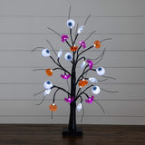 2' Pre-Lit Artificial Halloween Eyeballs, Ghosts, Bats & Pumpkins 24 LED Lighted Ornament Tree