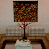 2’ Pre-Lit Halloween Deluxe Black Twig Artificial Tree with 44 Orange & Purple LED Lights