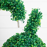 2' UV Resistant Artificial Easter Bunny Boxwood Topiary with Integrated Ground Stake (Indoor/Outdoor) - Set of 2