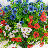 2' UV Resistant Artificial Red, White and Blue Flowering Daisy Bush with Integrated Ground Stake (Indoor/Outdoor) - Set of 2