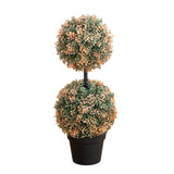 2’ UV Resistant Autumn Double Ball Boxwood Artificial Fall Topiary Tree (Indoor/Outdoor)