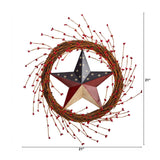 20” Americana Patriotic Star Wreath Red White and Blue
