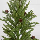 20” Artificial Christmas Cedar Pine Tree with Pinecones in White Ceramic Planter