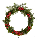 20” Iced Pine and Berries Artificial Christmas Wreath