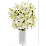21” Anemone Artificial Arrangement in White Vase