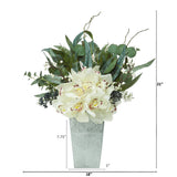 21” Cymbidium Orchid and Eucalyptus Artificial Arrangement