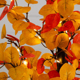 21" Pre-Lit Bright Autumn Eucalyptus Artificial Fall Tree with 50 Warm White LED Lights and Detachable Base