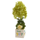 21” Peegee Hydrangea and Rose Artificial Arrangement in Vase