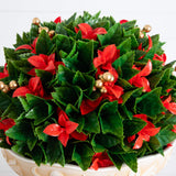 22" UV Resistant Artificial Red Tip Photinia Christmas Ball in Classic Decorative Planter (Indoor/Outdoor)