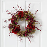 22” Peony and Rose Artificial Wreath