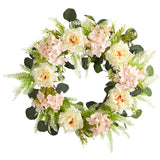 22” Rose and Hydrangea Artificial Wreath