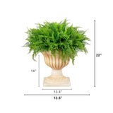 22” UV Resistant Artificial Fern in Decorative Urn Planter (Indoor/Outdoor)