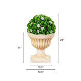22” UV Resistant Artificial Pink Flowering Ball Topiary in Decorative Urn Planter (Indoor/Outdoor)