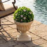 22” UV Resistant Artificial Pink Flowering Ball Topiary in Decorative Urn Planter (Indoor/Outdoor)