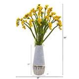 23” Baby Breath Arrangement in Oval Vase with Gold Trimming